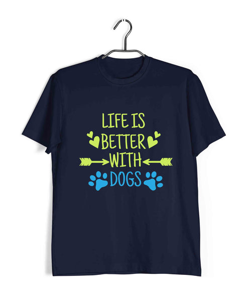 Aaramkhor Specials Dogs LIFE IS BETTER WITH DOGS Custom Printed Graphic Design T-Shirt for Women